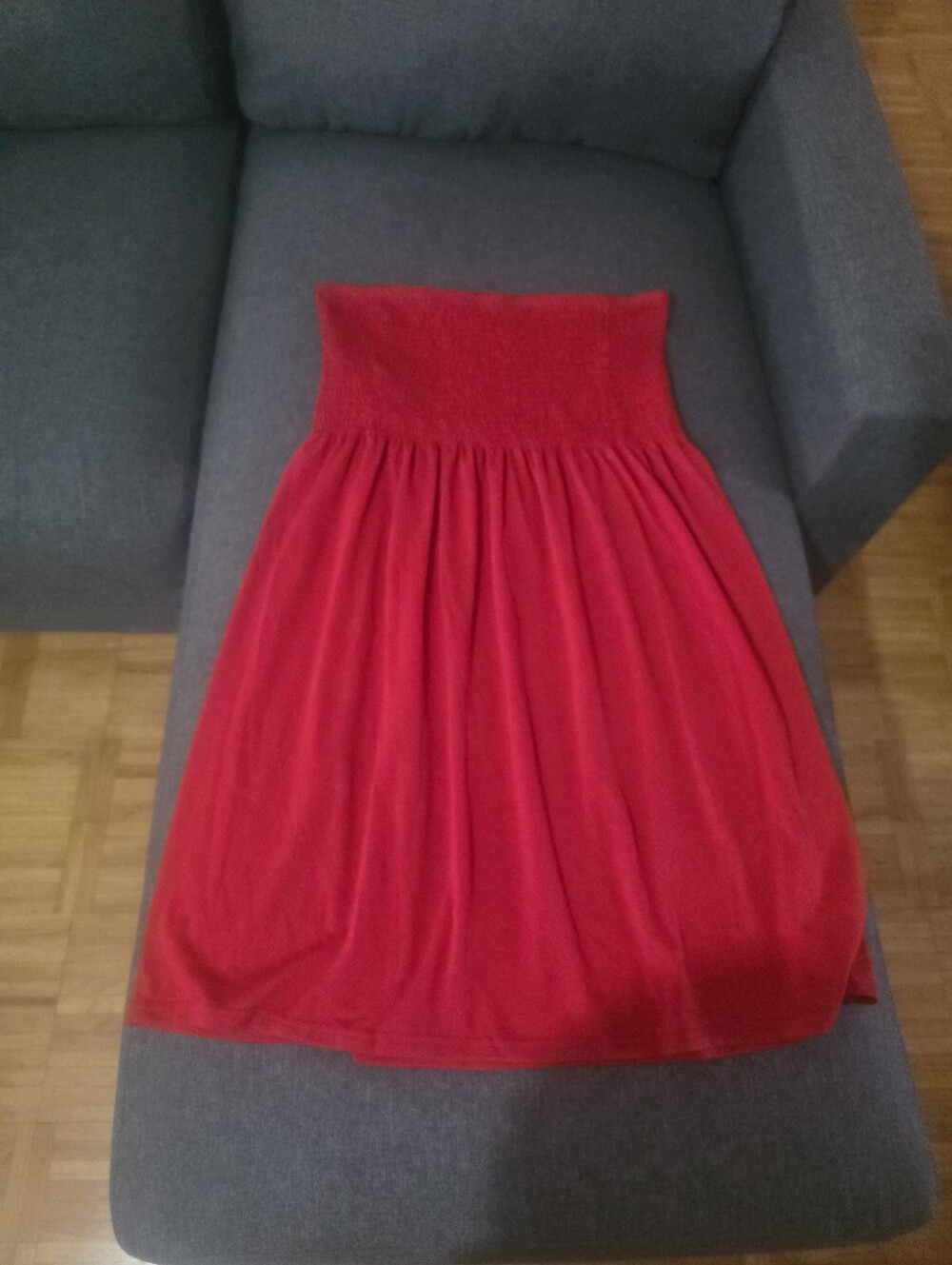 Amazon Strapless Red Gathered Waist Sundress
